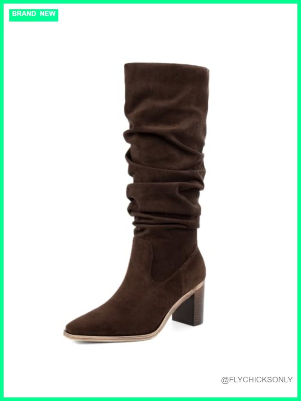 Women's Knee High Boots Chunky Block Heel Faux Suede Side Zip Tall Fall Boots